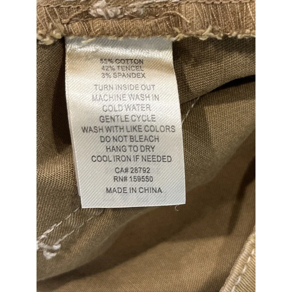 Joie Wide Leg High Waist Pants Sz 14 Cargo Pocket Tan Tencel Cotton Stretch‎